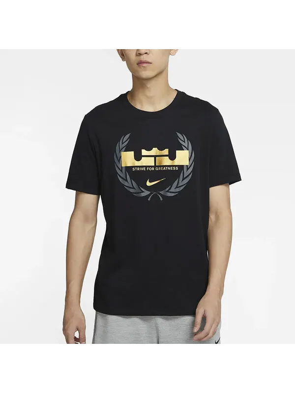 Футболка Nike Dri-FIT LeBron Logo Round Neck Quick Dry Basketball Sports Short Sleeve Black — изображение 4 из 4, черный