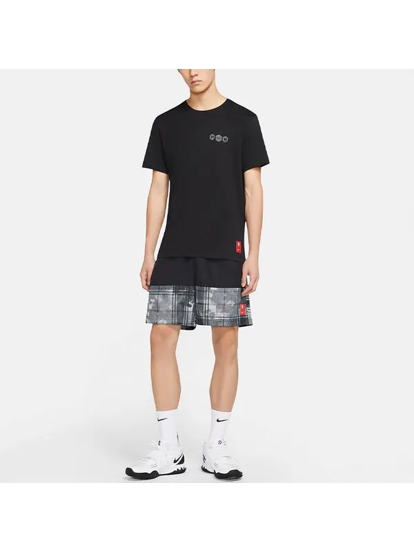 Футболка мужские Dri Fit Kyrie с принтом логотипа баскетбольная майка с круглым вырезом короткий рукав Nike, черный