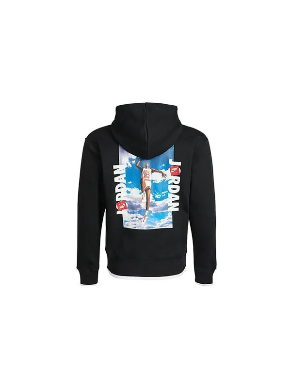 Куртка Air Jordan MENS Logo Print Fleeced Sports Hooded Jacket Black — изображение 2 из 4, черный