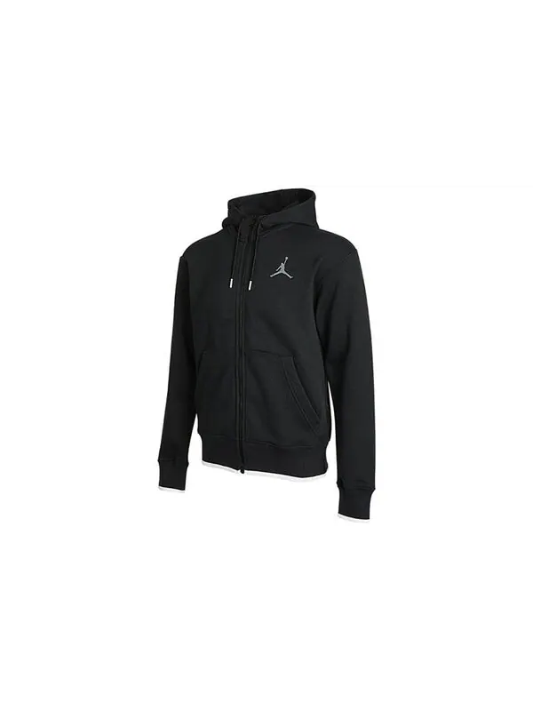 Куртка Air Jordan MENS Logo Print Fleeced Sports Hooded Jacket Black — изображение 3 из 4, черный