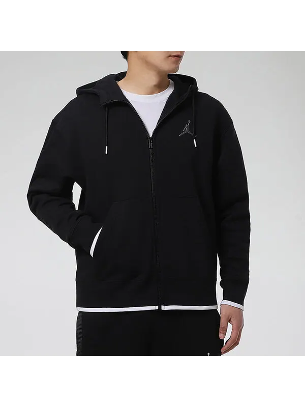 Куртка Air Jordan MENS Logo Print Fleeced Sports Hooded Jacket Black — изображение 4 из 4, черный