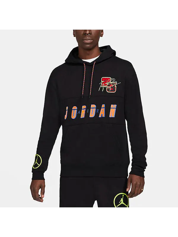 Толстовка Air Jordan Logo Print Basketball Hoodies 'Black' — изображение 3 из 4, черный