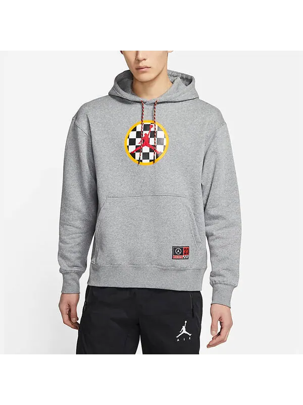 Толстовка Men's Air Jordan Sport DNA Logo Printing Fleece Pullover Gray — изображение 3 из 4, серый