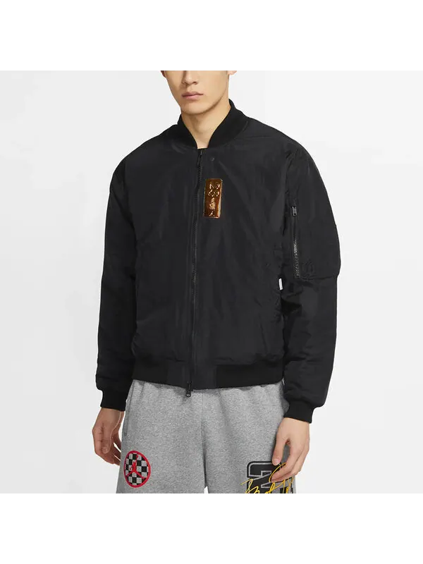 Куртка Air Jordan 23 Engineered Numeric Pattern Baseball Collar Long Sleeves Jacket Black — изображение 3 из 4, черный