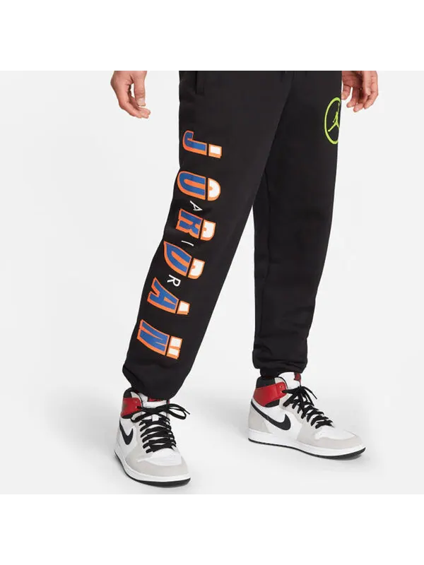 Спортивные штаны Air Jordan MENS Logo Print Casual Fleeced Sports Pants Black — изображение 3 из 4, черный