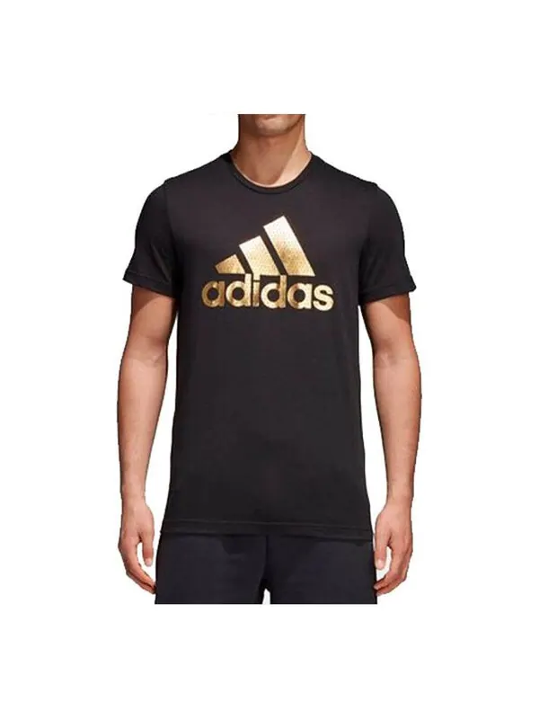 Футболка logo printing sports short sleeve black Adidas — изображение 1 из 4, черный