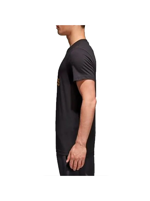 Футболка logo printing sports short sleeve black Adidas — изображение 2 из 4, черный