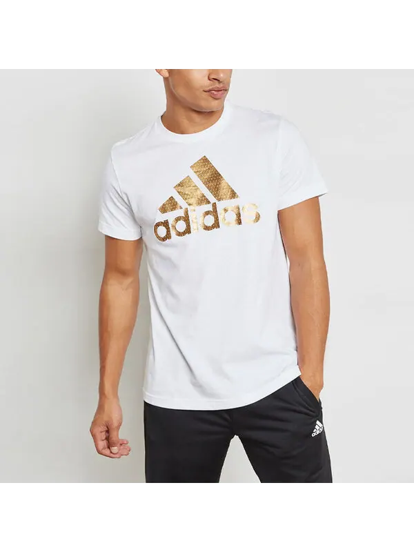 Футболка с принтом спортивные с коротким рукавом Adidas — изображение 4 из 4, белый
