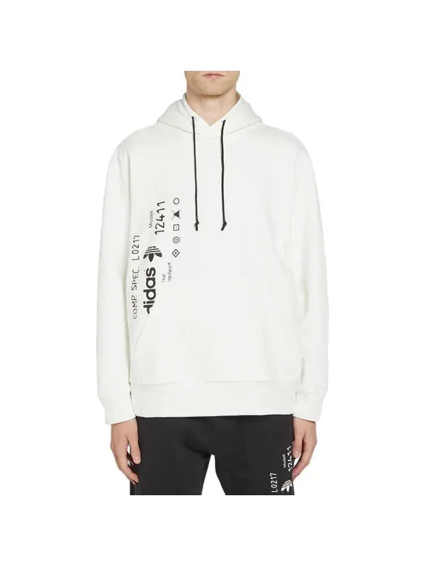 Толстовка Adidas Originals x Alexander Wang Graphic Hoodie 'Core White' — изображение 2 из 4, белый/черный