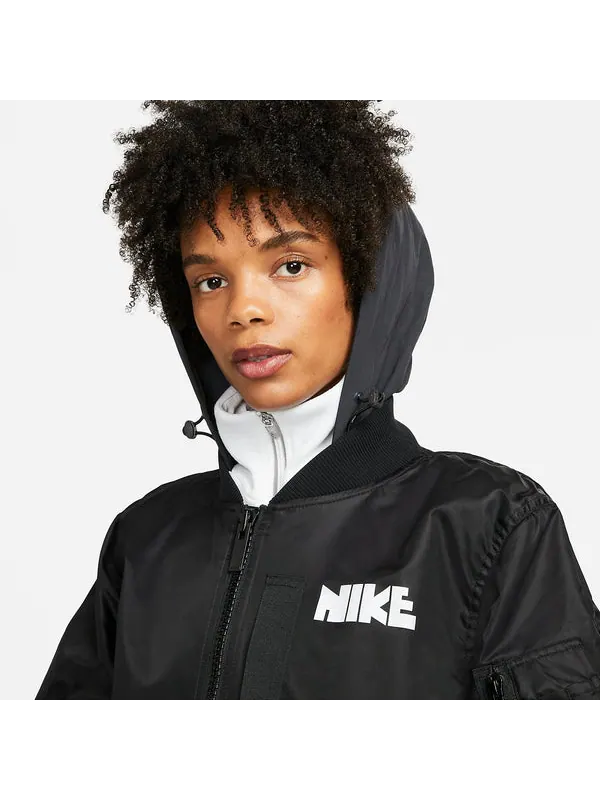 Куртка x sacai layered bomber jacket 'black' Nike — изображение 3 из 4, черный/белый