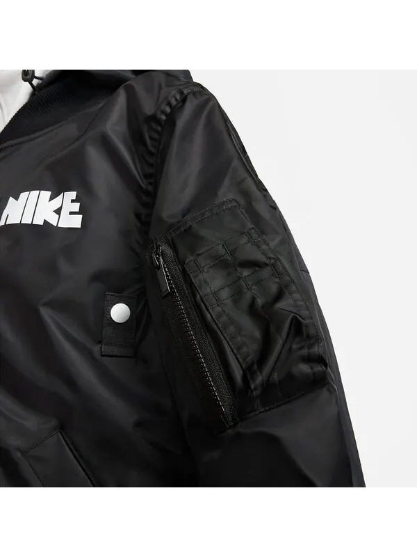 Куртка x sacai layered bomber jacket 'black' Nike — изображение 4 из 4, черный/белый