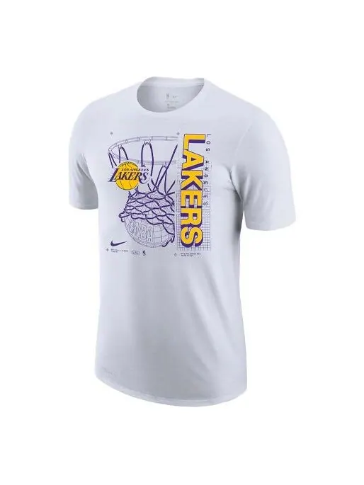 Футболка nba los angeles lakers логотип печать быстросохнущие баскетбольные спортивные с коротким рукавом Nike, белый
