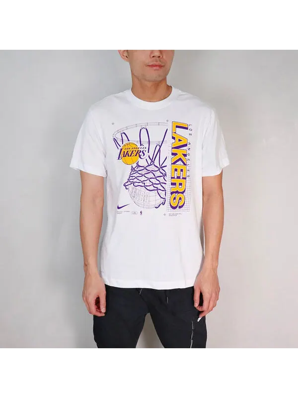 Футболка nba los angeles lakers логотип печать быстросохнущие баскетбольные спортивные с коротким рукавом Nike, белый