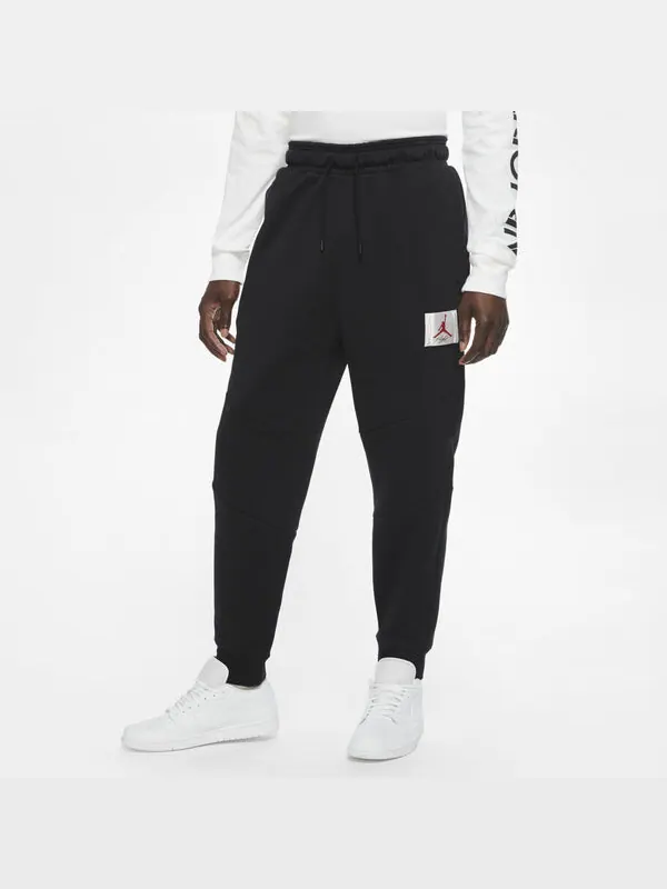 Спортивные штаны Air Jordan Flight Fleece logo Athleisure Casual Sports Long Pants Black — изображение 4 из 4, черный