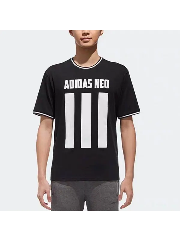 Футболка neo m cs 3s t shrt casual sports round neck short sleeve black Adidas — изображение 3 из 4, черный