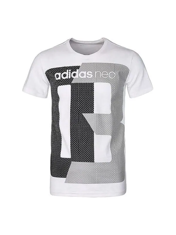 Футболка neo m fav tshirt printing casual sports short sleeve white Adidas — изображение 1 из 4, белый