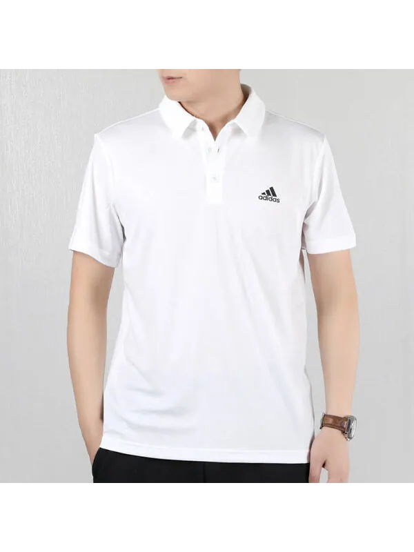 Футболка Men's adidas Fab Lapel Short Sleeve polo White Polo Shirt — изображение 4 из 4, белый