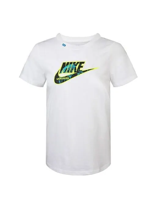 Футболка спортивная с круглым вырезом повседневные с коротким рукавом Nike — изображение 1 из 4, белый