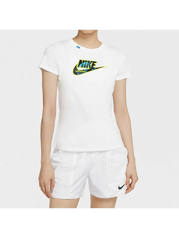 Футболка спортивная с круглым вырезом повседневные с коротким рукавом Nike — изображение 4 из 4, белый