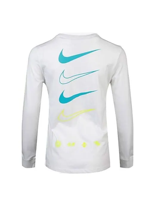 Футболка спортивная с круглым вырезом и длинными рукавами повседневные Nike — изображение 1 из 4, белый
