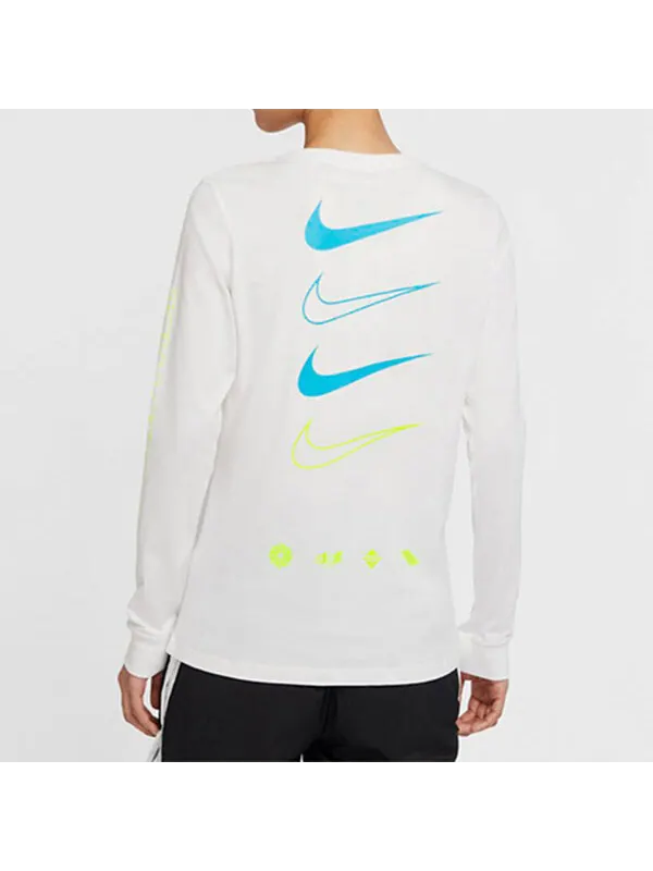 Футболка спортивная с круглым вырезом и длинными рукавами повседневные Nike — изображение 4 из 4, белый