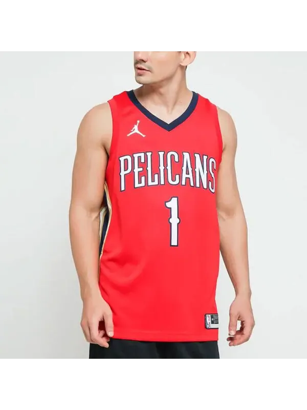 Футболка nba new orleans pelicans limited basketball jersey sw fan edition zion red Air Jordan — изображение 4 из 4, красный