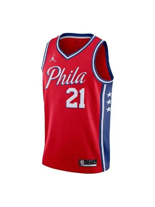 Майка Air Jordan x NBA Philadelphia 76ers Jerseys 'Joel Embiid 21' — изображение 1 из 4, красный/мульти