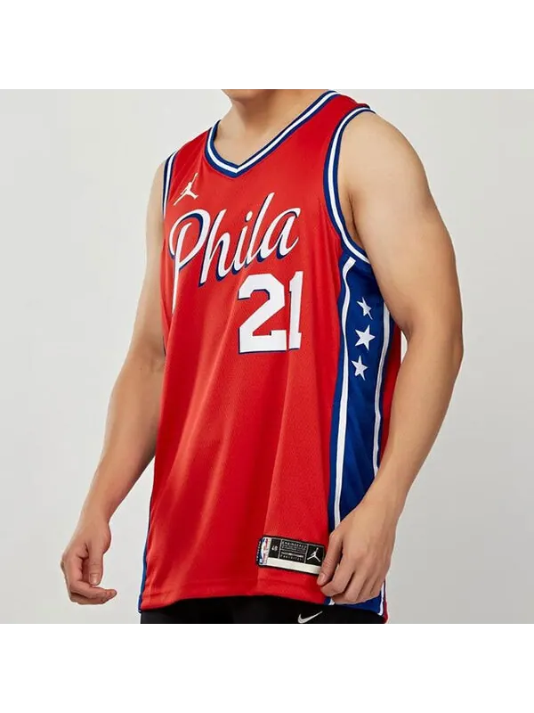 Майка Air Jordan x NBA Philadelphia 76ers Jerseys 'Joel Embiid 21' — изображение 3 из 4, красный/мульти