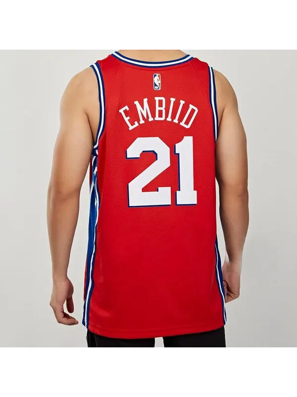 Майка Air Jordan x NBA Philadelphia 76ers Jerseys 'Joel Embiid 21' — изображение 4 из 4, красный/мульти