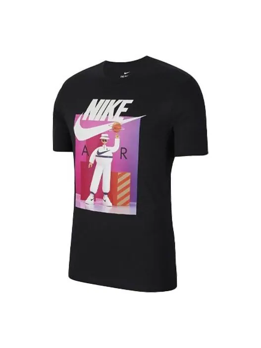 Футболка спортивная с принтом короткий рукав Nike — изображение 1 из 4, черный
