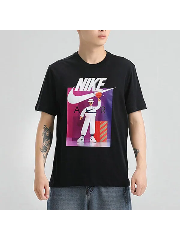 Футболка спортивная с принтом короткий рукав Nike — изображение 3 из 4, черный