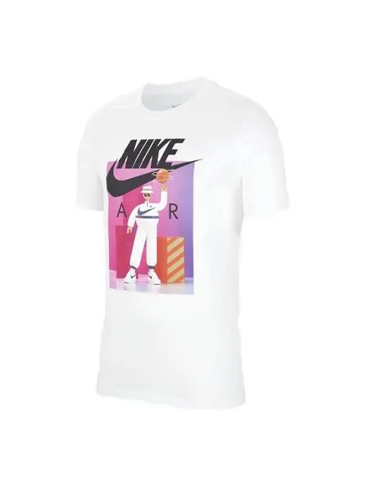 Футболка спортивная с принтом короткий рукав Nike — изображение 1 из 4, белый