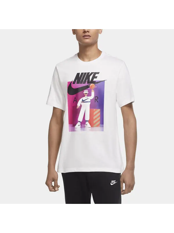 Футболка спортивная с принтом короткий рукав Nike — изображение 4 из 4, белый