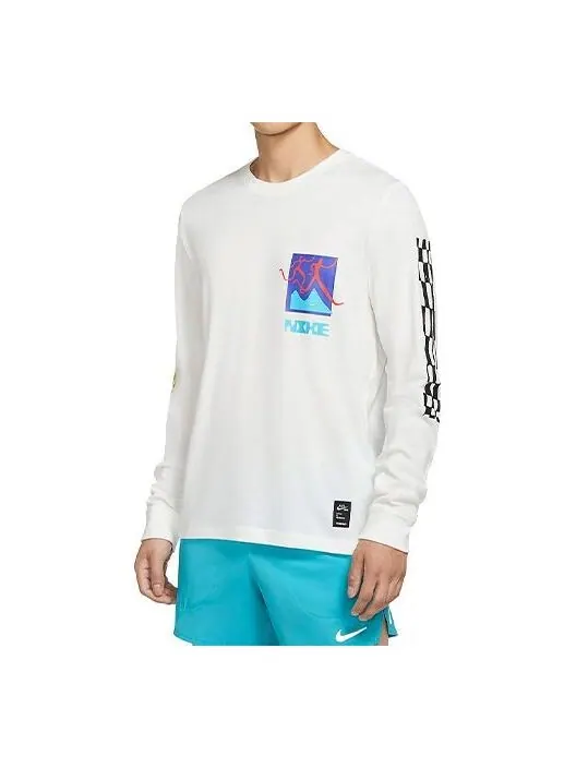 Футболка men's dri-fit a.i.r. running training sports long sleeves sail white t-shirt Nike — изображение 1 из 3, белый