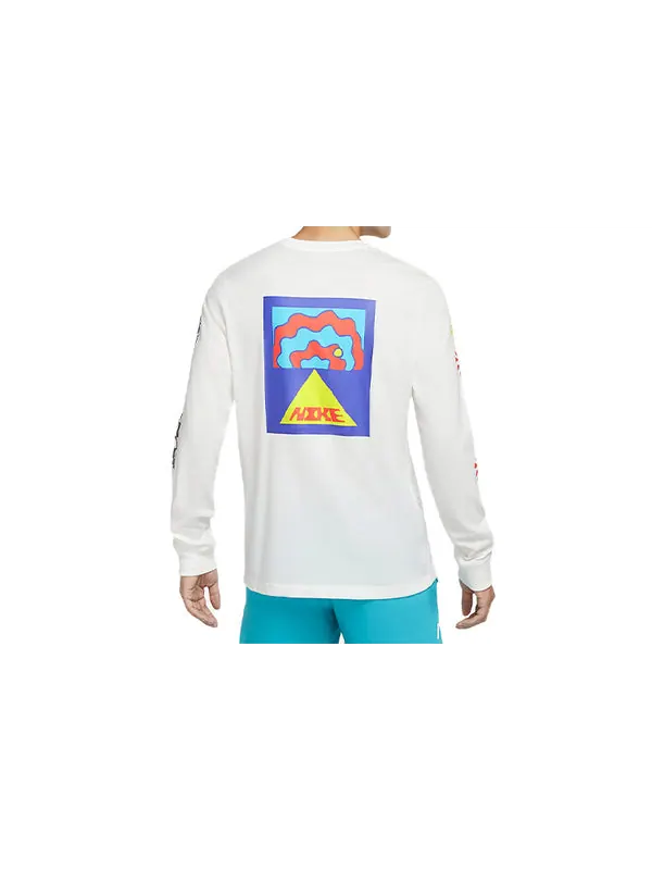 Футболка men's dri-fit a.i.r. running training sports long sleeves sail white t-shirt Nike — изображение 2 из 3, белый