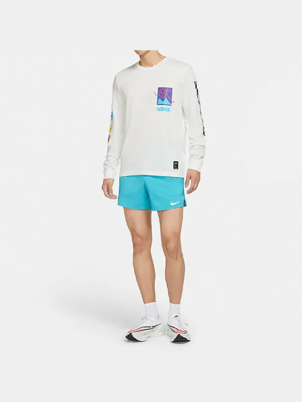 Футболка men's dri-fit a.i.r. running training sports long sleeves sail white t-shirt Nike — изображение 3 из 3, белый
