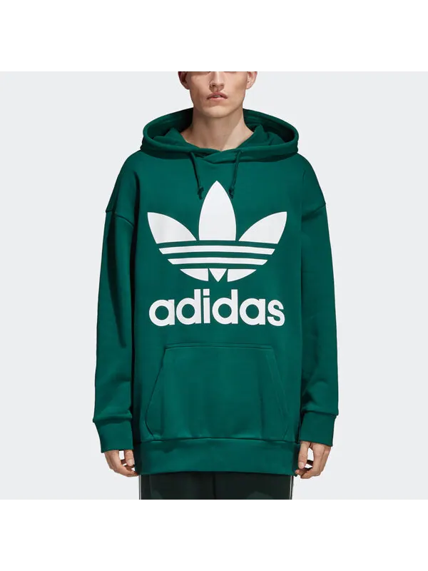 Толстовка adidas originals Tref Over Hood Casual Sports Solid Color Pullover Green — изображение 3 из 4, зеленый