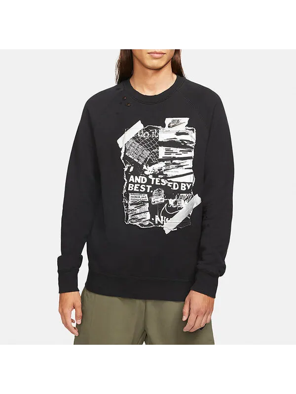 Толстовка Men's Nike Round Neck Pullover Casual Black — изображение 3 из 4, черный