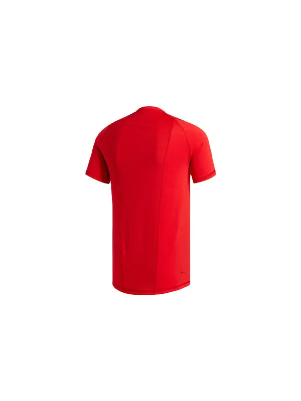Футболка adidas Training Sports Round Neck Pullover Short Sleeve Red — изображение 2 из 4, светлый красный