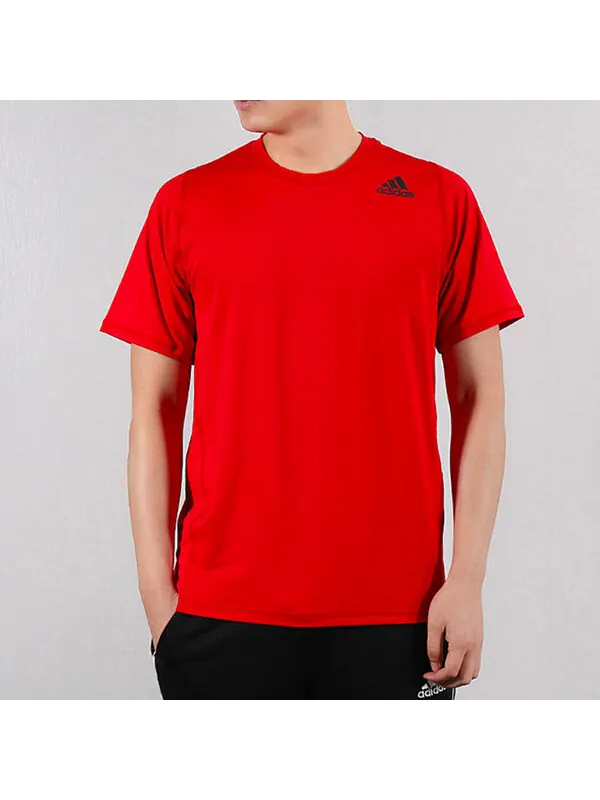 Футболка adidas Training Sports Round Neck Pullover Short Sleeve Red — изображение 3 из 4, светлый красный