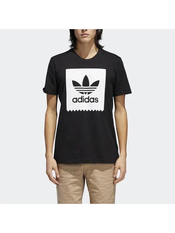 Футболка originals logo round neck sports short sleeve black Adidas — изображение 3 из 4, черный