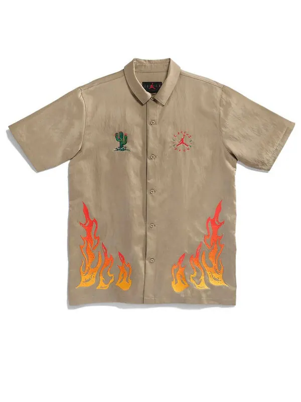 Рубашка x кактус джек от travis scott рубашка на пуговицах Air Jordan — изображение 1 из 1, хаки/красный