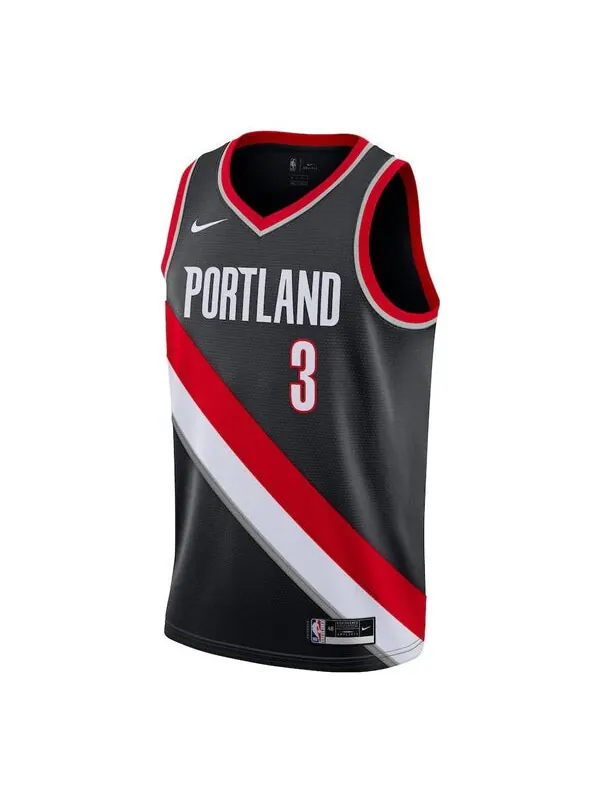 Майка Nike x NBA Portland Trail Blazers 20-21 Jerseys 'CJ McCollum 3' — изображение 1 из 2, черный/коричневый/мульти