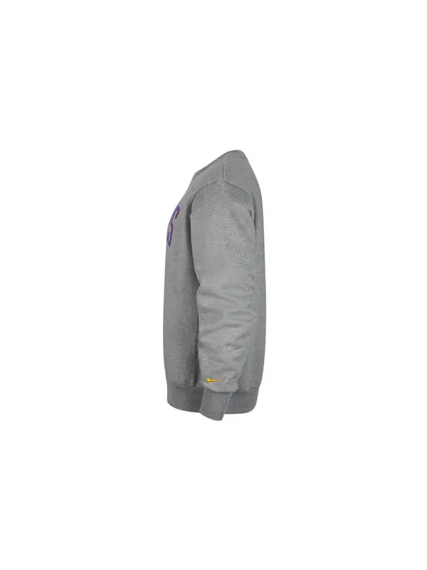 Толстовка courtside heritage fleece round neck pullover los angeles lakers gray Nike — изображение 3 из 3, серый