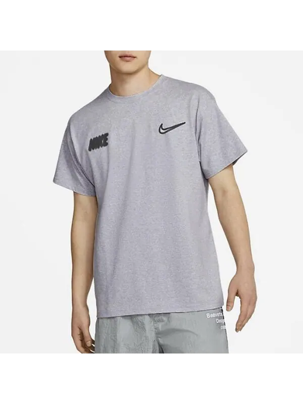 Футболка с алфавитом, логотипом, граффити, круглым вырезом, коротким рукавом, Nike — изображение 4 из 4, серый
