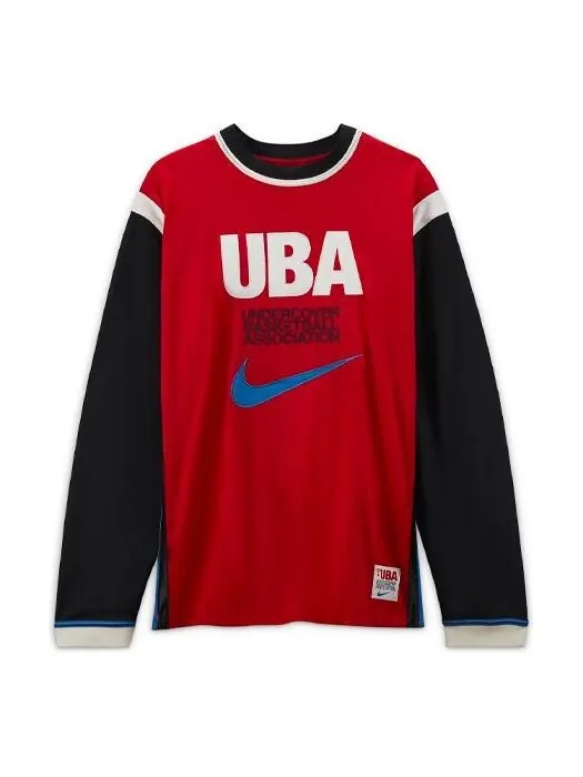 Футболка long-shooting top contrasting colors printing pattern basketball long sleeves us edition red Nike, красный