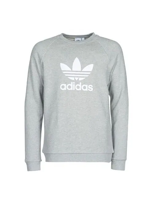 Толстовка с капюшоном оригинальная спортивная с круглым вырезом Adidas — изображение 1 из 4, светлый серый