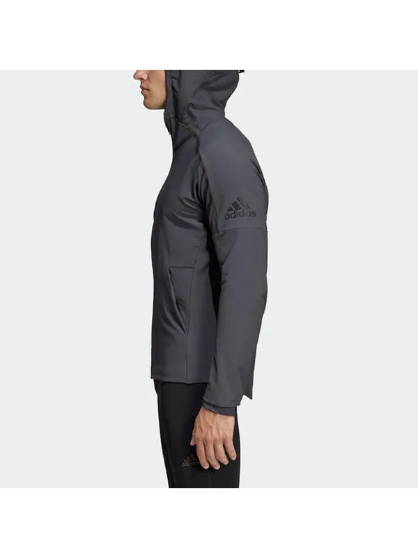 Куртка running training windproof woven hooded jacket gray Adidas — изображение 4 из 4, серый