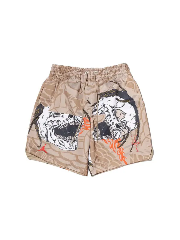 Шорты x travis scott crossover скелетный принт повседневные шорты азиатские размеры Air Jordan — изображение 2 из 3, хаки