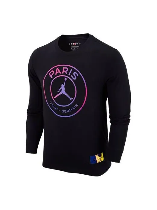 Футболка Paris Saint Germain с круглым вырезом и длинным рукавом, азиатские размеры Air Jordan — изображение 1 из 4, черный